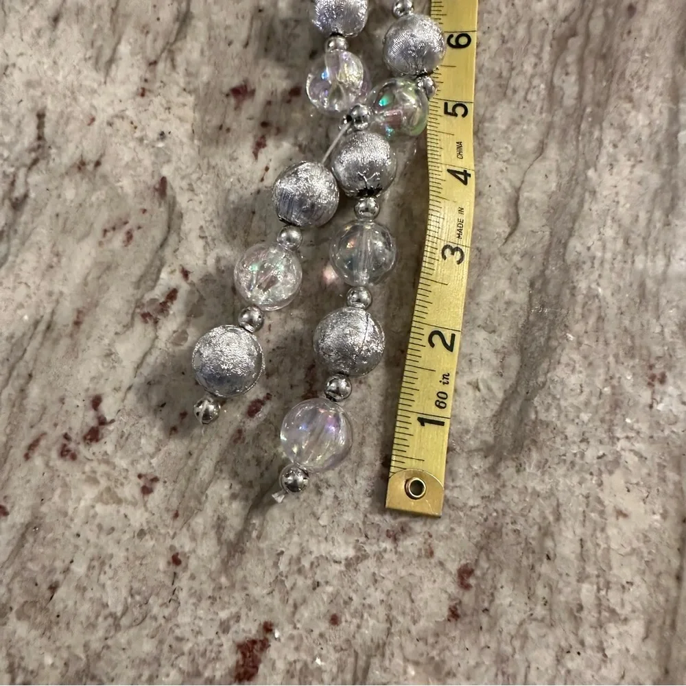 Foiled Garland Acrylic Iridescent Silver Metallic Christmas Balls VTG Strings